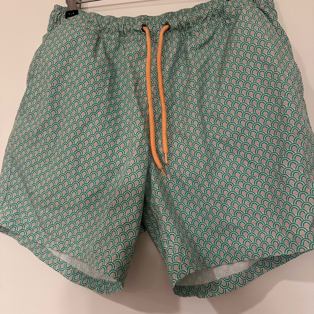 J. Crew Green and Orange Patterned flex swimwear size‎ M EUC